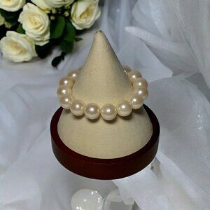 Bracelet Imitation Pearl Off White Lobster Clasp Closure 7" Dressy